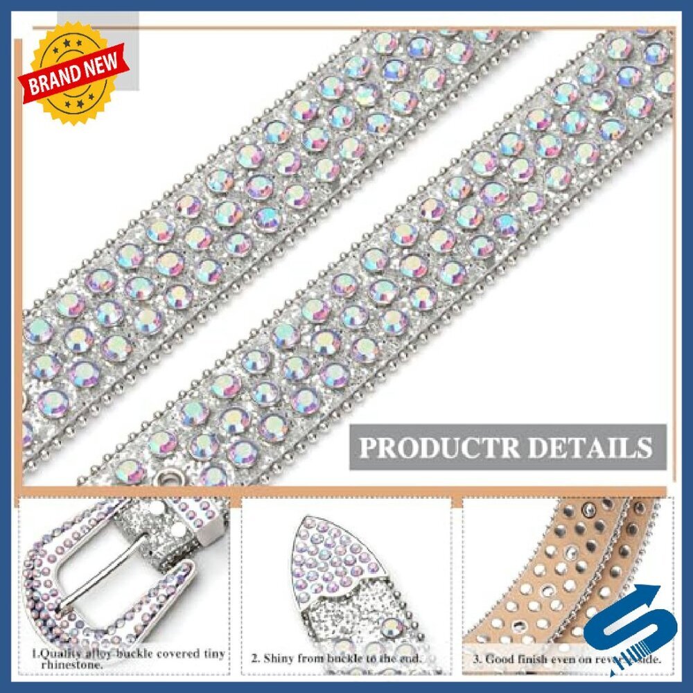 Rhinestone Western Belt Bling Cowgirl Studded Designer Unisex - Picture 3 of 7